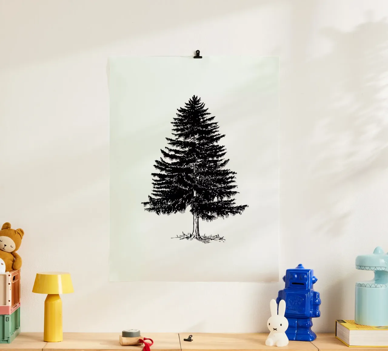 Vintage Holidays Tree poster con telaio in legno da Monika Strigel