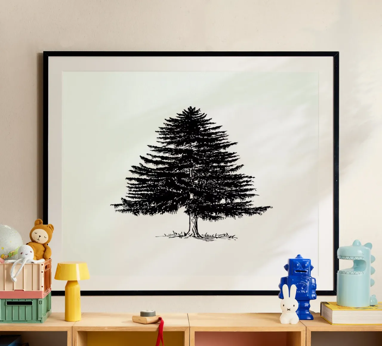 Vintage Holidays Tree poster con telaio in legno da Monika Strigel