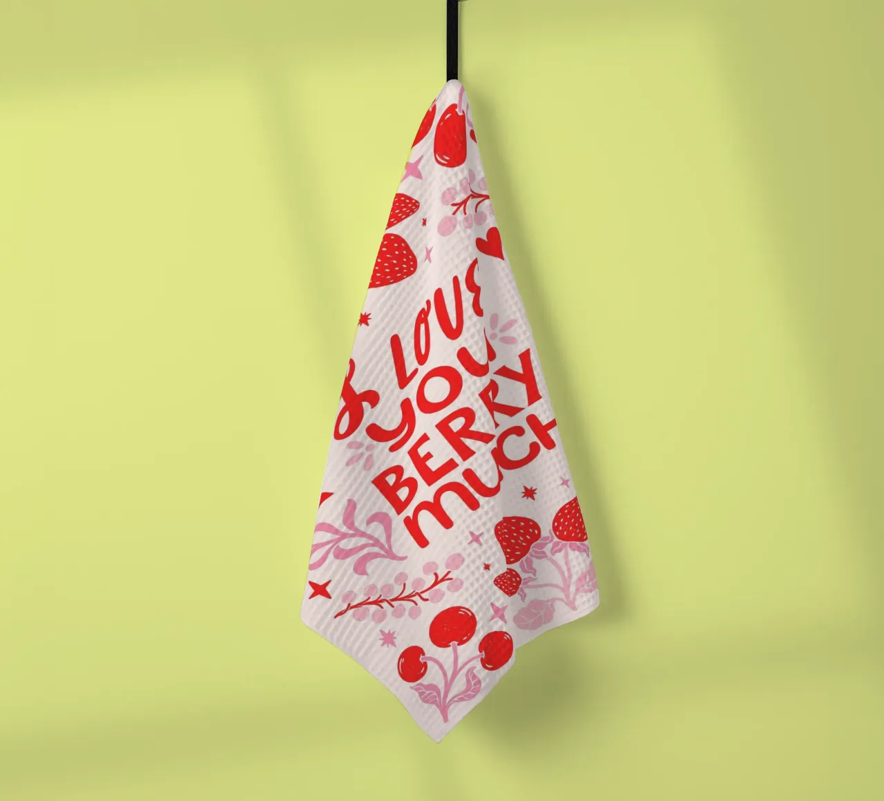 "I Love You Berry Much" Fruit Pun Art - Sweet & Playful tea towel by ClubArt