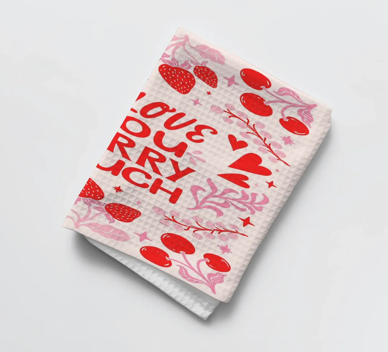 "I Love You Berry Much" Fruit Pun Art - Sweet & Playful tea towel by ClubArt