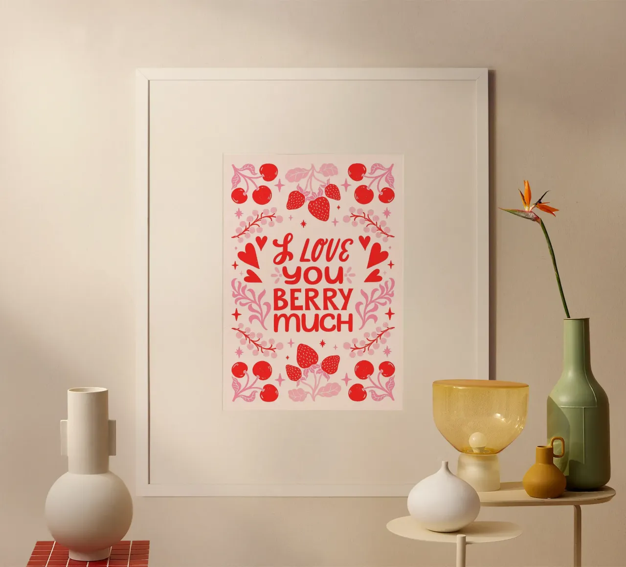 "Ich liebe dich so sehr" Frucht-Wortspiel-Kunst - süß und verspielt Hahnemühle von ClubArt