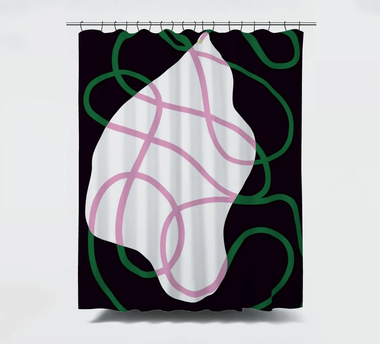 Tessuto bianco e corde verdi tenda da doccia da Little Dean