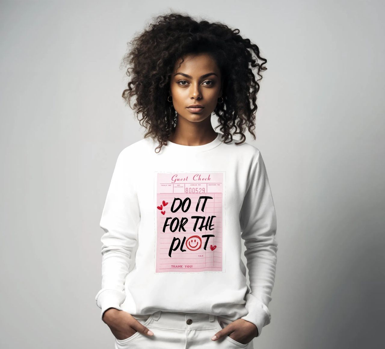 "Do It For The Plot" Retro Guest Check Art - Witty & Bold sweatshirt by ClubArt
