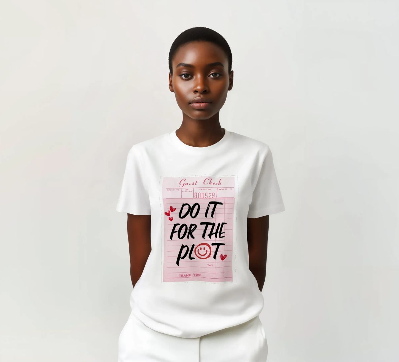 "Do It For The Plot" Retro Guest Check Art - Witty & Bold t-shirt by ClubArt