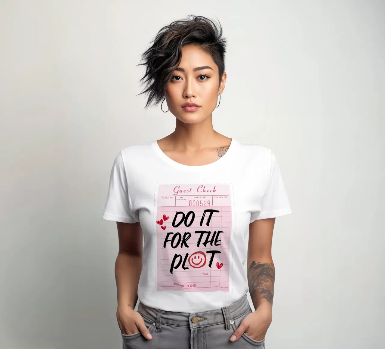 "Do It For The Plot" Retro Guest Check Art - Witty & Bold t-shirt ajusté pour femmes de ClubArt