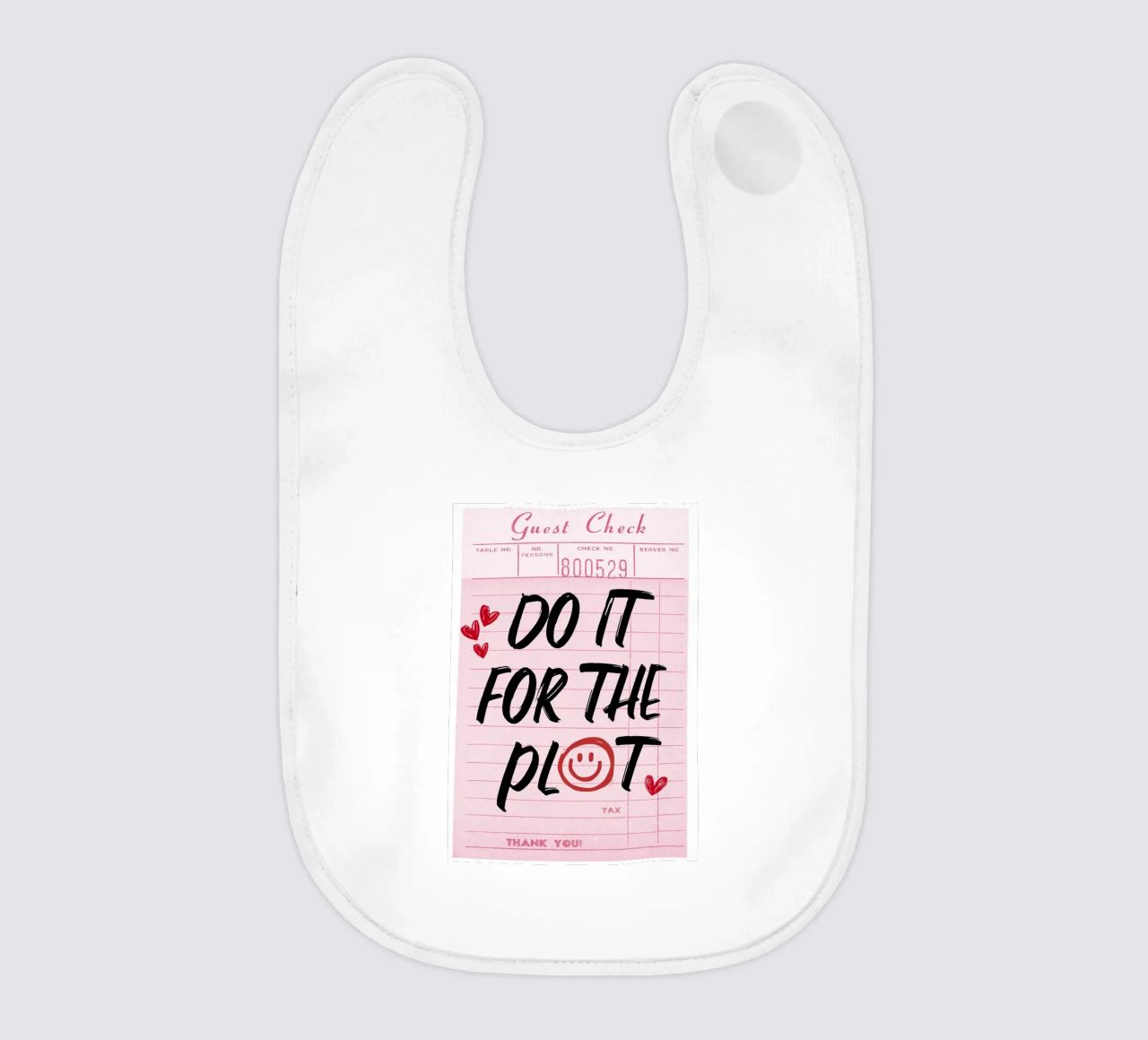 "Do It For The Plot" Retro Guest Check Art - Witty & Bold baby bib by ClubArt
