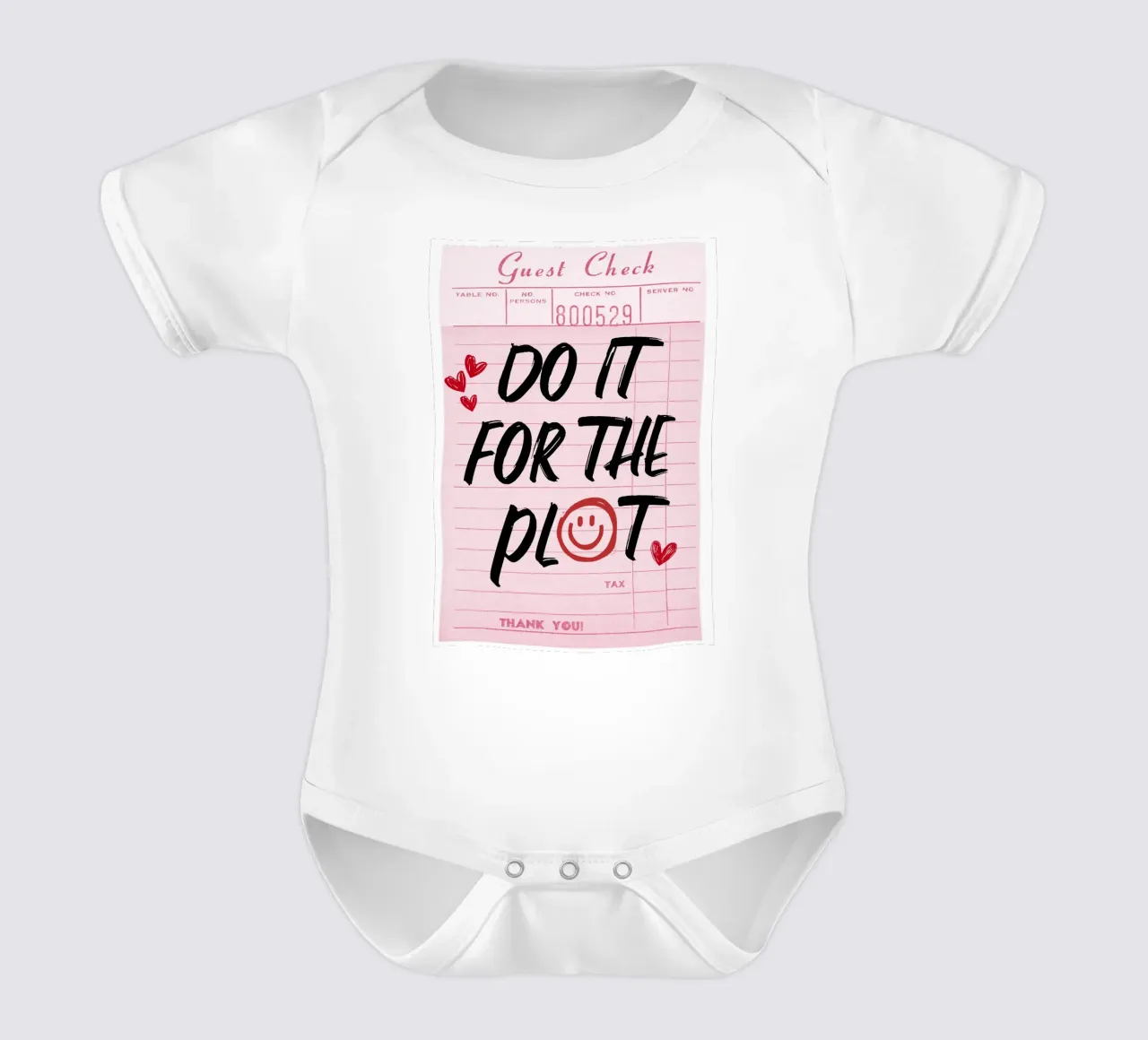 "Doe het voor de plot" Retro gastenkaart - geestig en brutaal babyrompertje korte mouwen van ClubArt