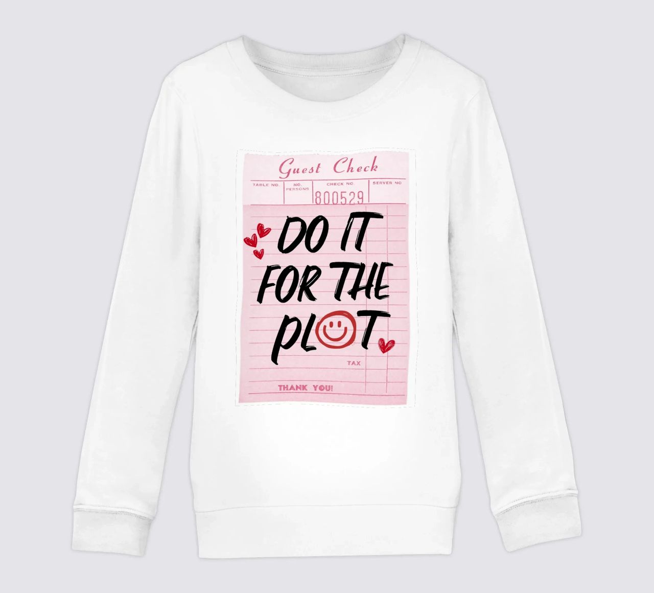 "Do It For The Plot" Retro Guest Check Art - Witty & Bold sweat enfant de ClubArt