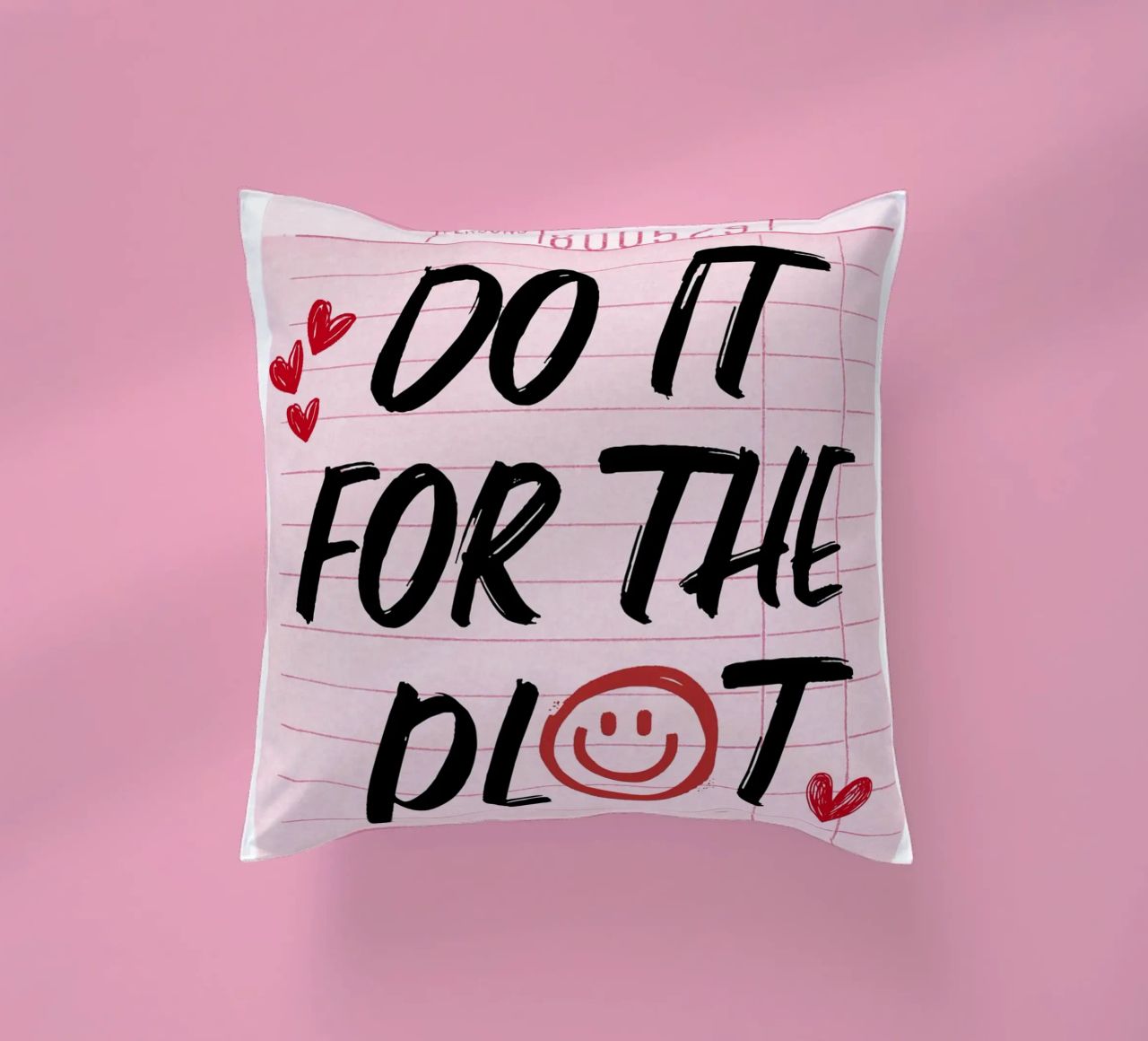 "Do It For The Plot" Retro Guest Check Art - Witty & Bold decorative cushion by ClubArt