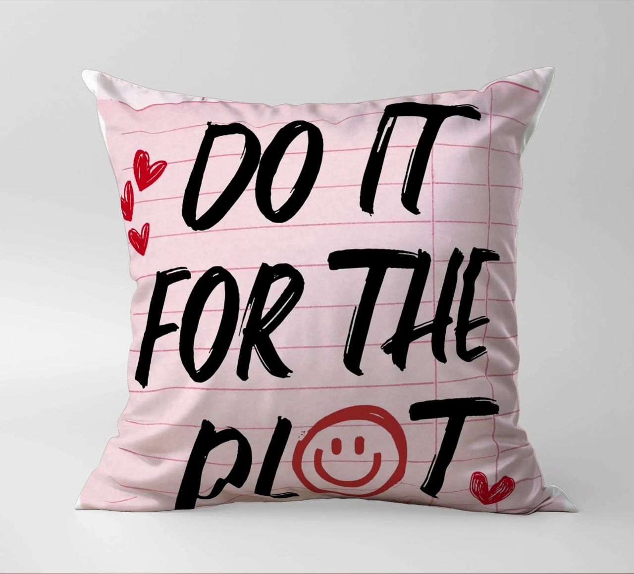 "Do It For The Plot" Retro Guest Check Art - Witty & Bold decorative cushion by ClubArt