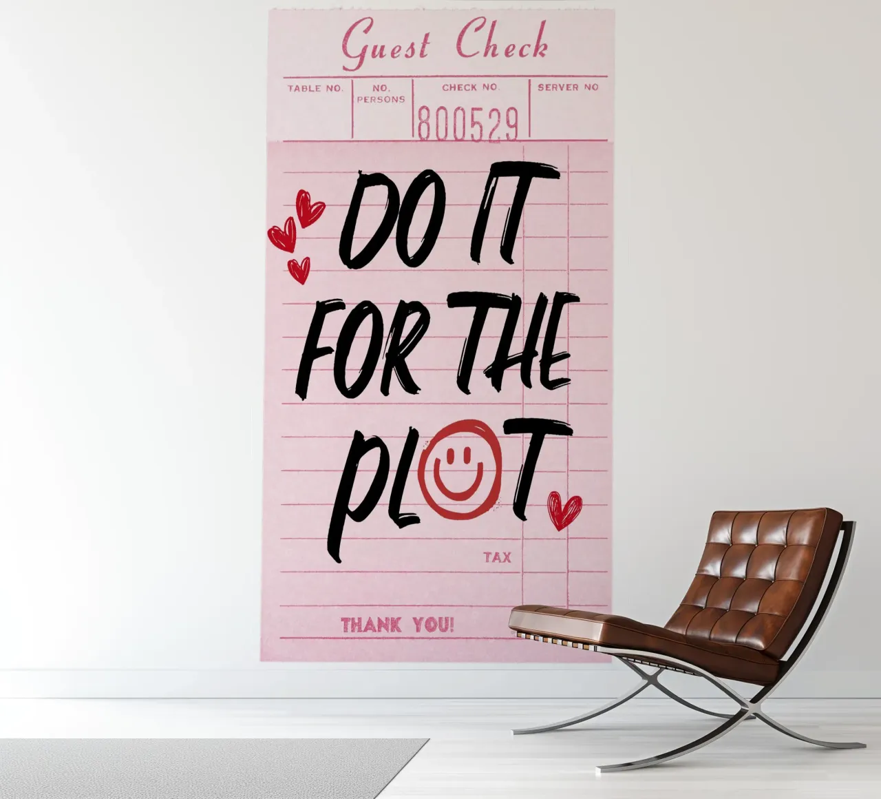 "Do It For The Plot" Retro Guest Check Art - Witty & Bold papier peint photo de ClubArt