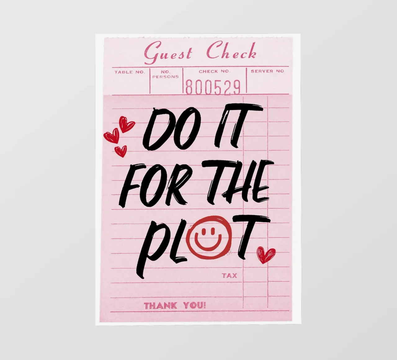 "Do It For The Plot" Retro Guest Check Art - Witty & Bold papier peint photo de ClubArt