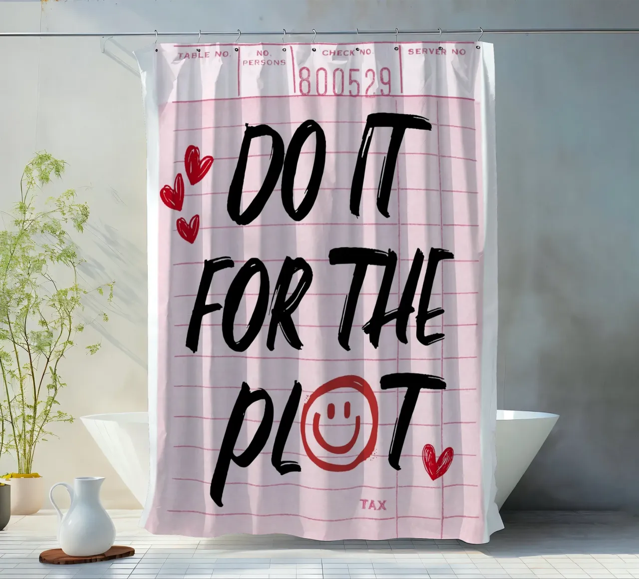 Arte retro degli assegni per gli ospiti "Do It For The Plot" - spiritosa e audace tenda da doccia da ClubArt
