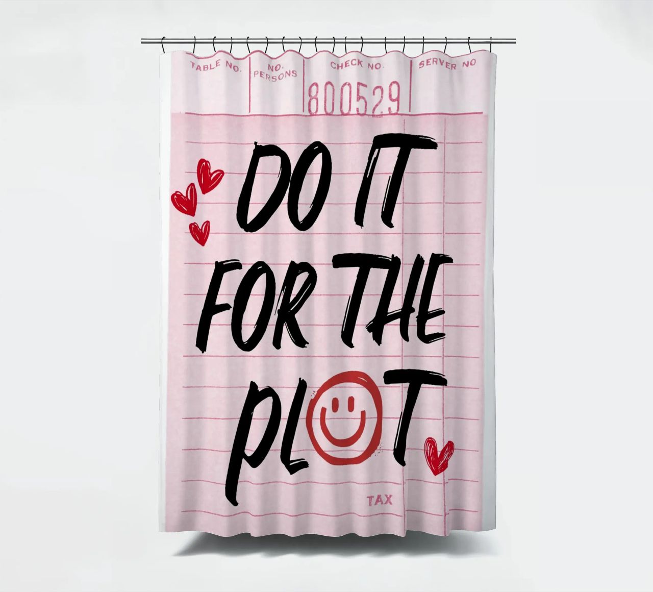 "Do It For The Plot" Retro Guest Check Art - Witty & Bold shower curtain by ClubArt
