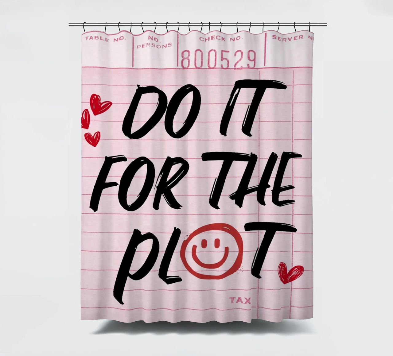 "Do It For The Plot" Retro Guest Check Art - Witty & Bold shower curtain by ClubArt