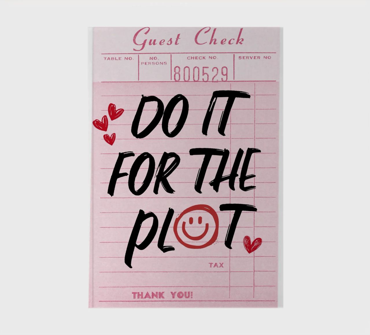 "Do It For The Plot" Retro Guest Check Art - Witty & Bold notebook by ClubArt
