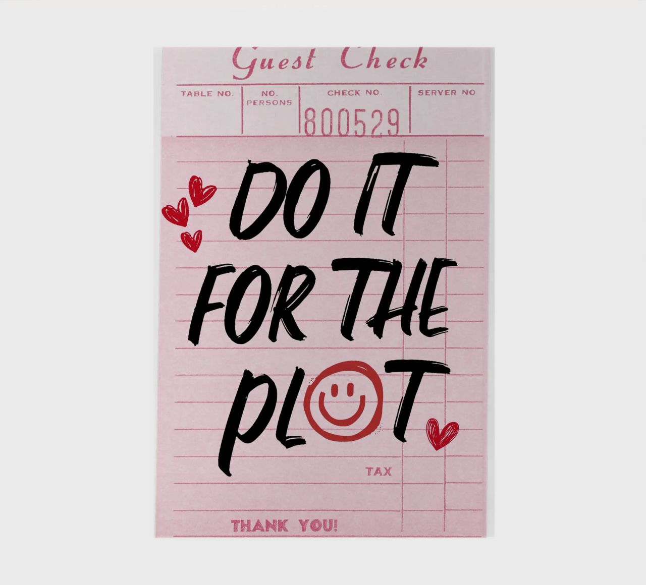 "Do It For The Plot" Retro Guest Check Art - Witty & Bold notebook by ClubArt