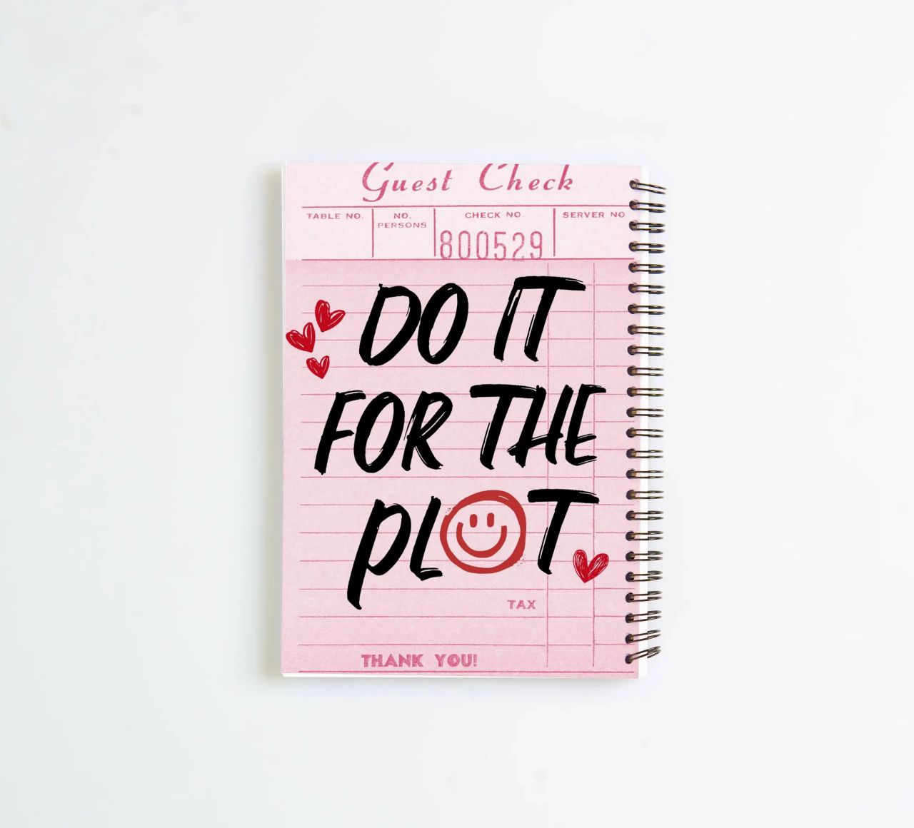 "Do It For The Plot" Retro Guest Check Art - Witty & Bold spiral notebook by ClubArt