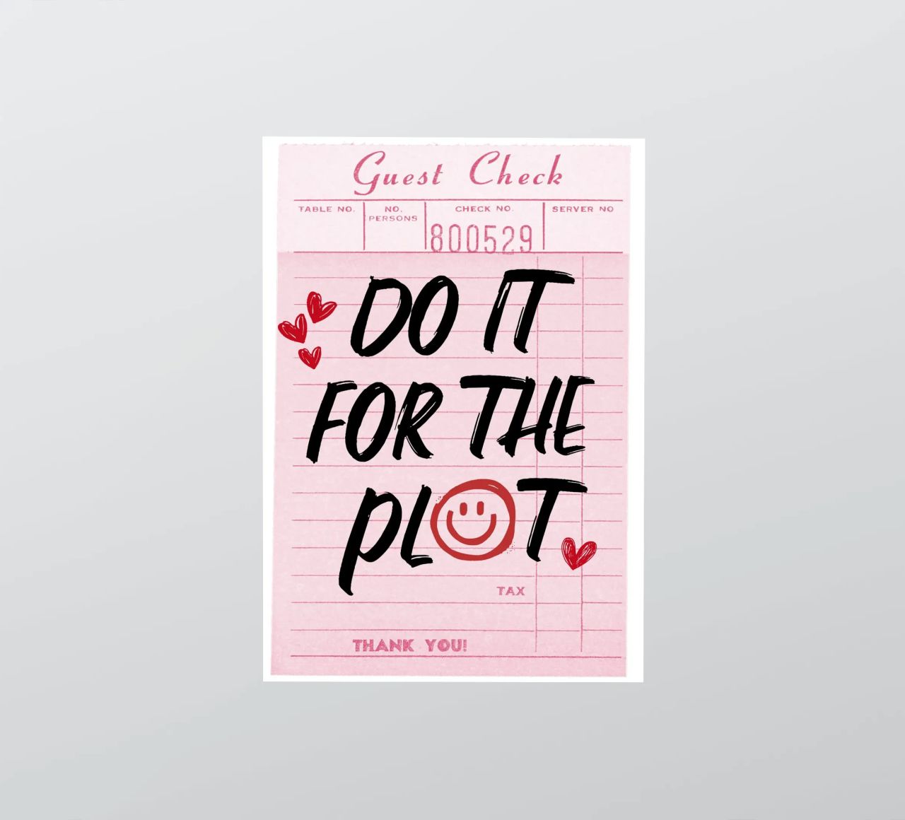 "Do It For The Plot" Retro Guest Check Art - Witty & Bold sticker by ClubArt