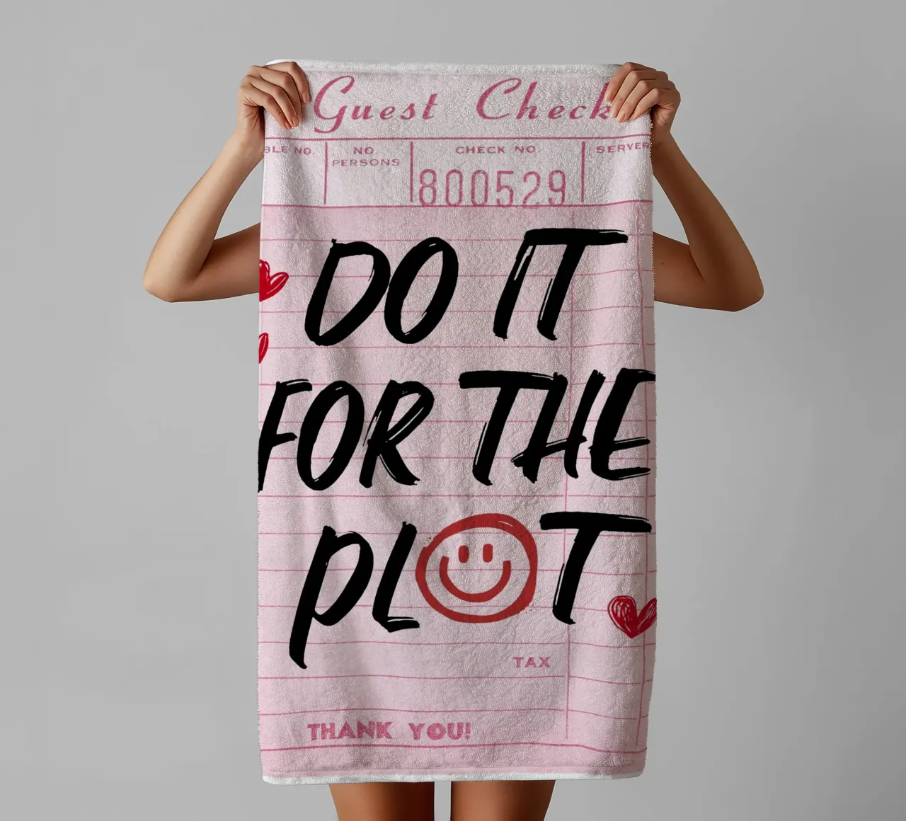"Doe het voor de plot" Retro gastenkaart - geestig en brutaal badhanddoek van ClubArt