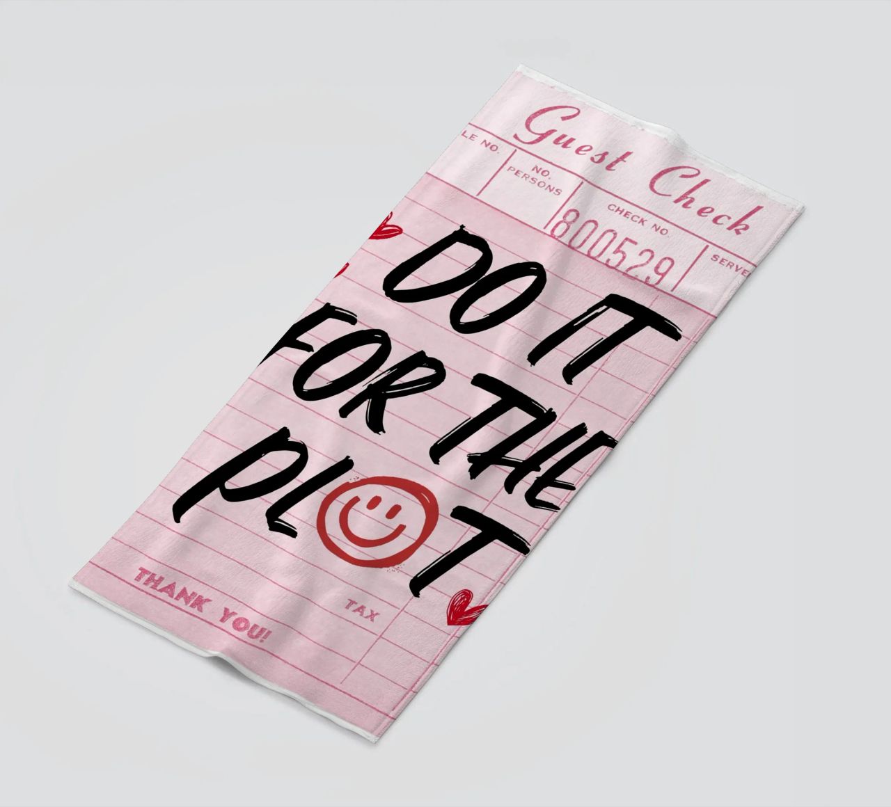 "Do It For The Plot" Retro Guest Check Art - Witty & Bold beach towel by ClubArt