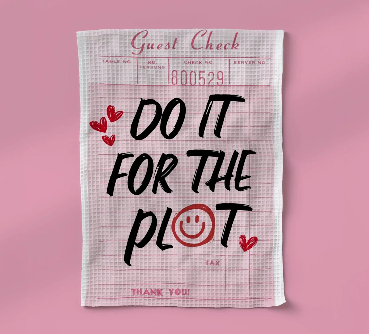 "Do It For The Plot" Retro Guest Check Art - Witty & Bold tea towel by ClubArt