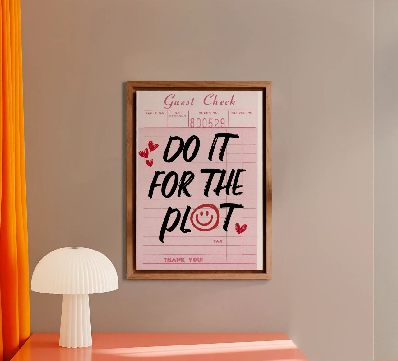 "Do It For The Plot" Retro Guest Check Art - Witty & Bold alu-dibond by ClubArt