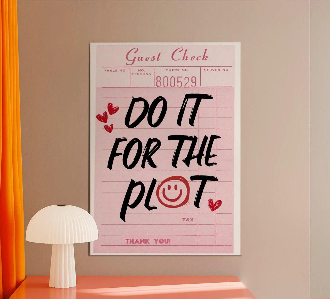 "Do It For The Plot" Retro Guest Check Art - Witty & Bold alu-dibond by ClubArt