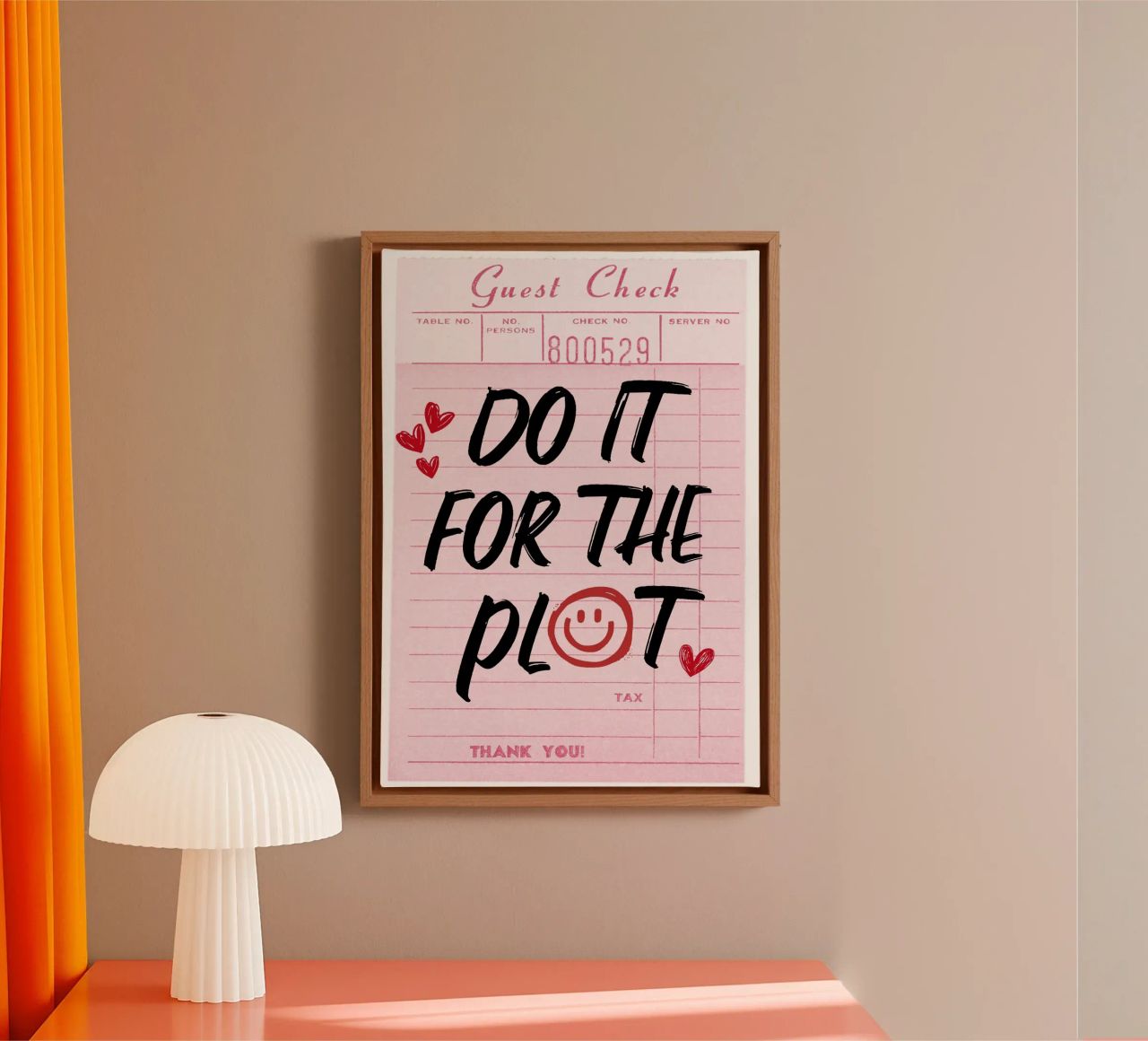 "Do It For The Plot" Retro Guest Check Art - Witty & Bold canvas by ClubArt