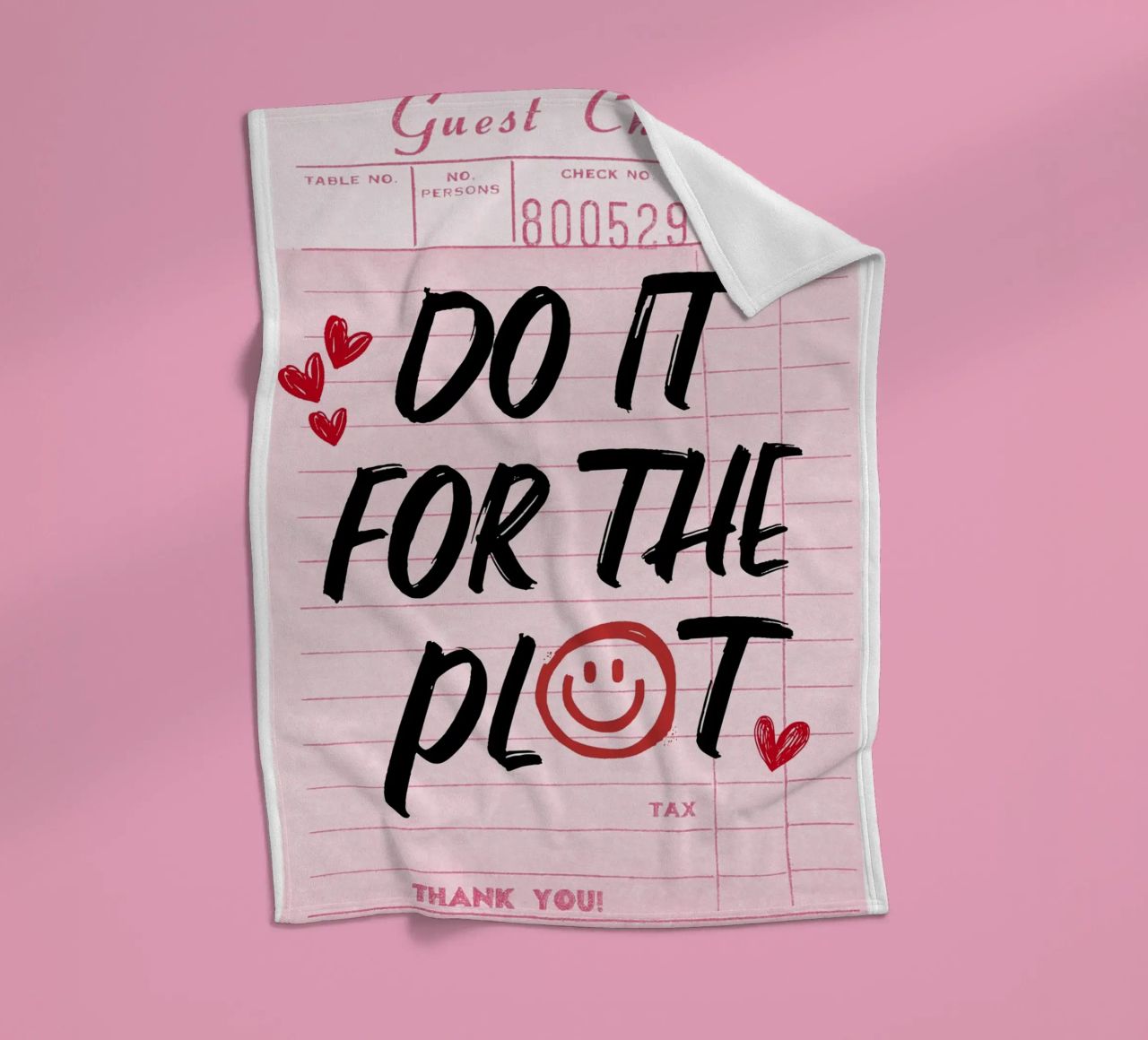 "Do It For The Plot" Retro Guest Check Art - Witty & Bold fleece blanket by ClubArt