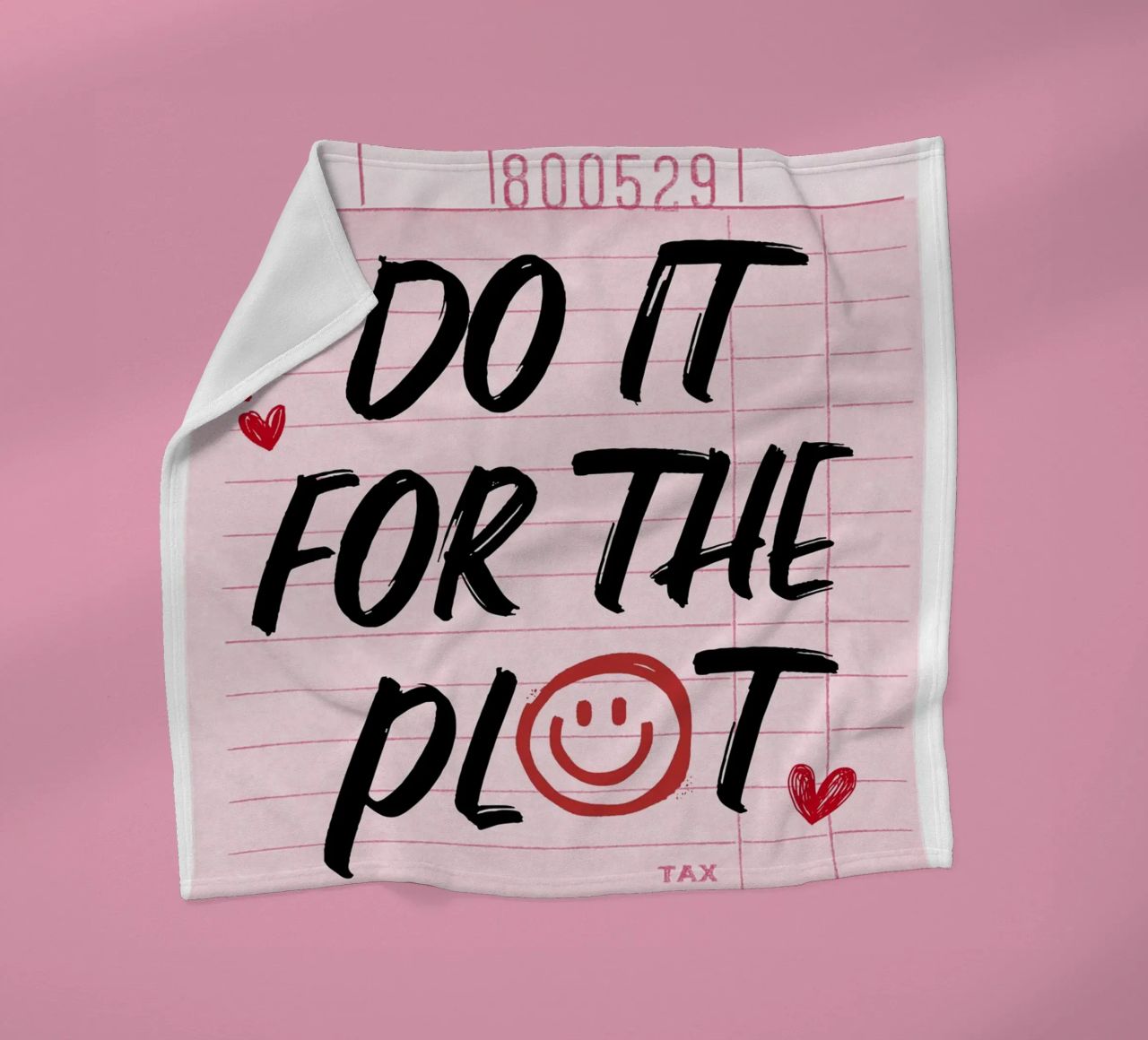 "Do It For The Plot" Retro Guest Check Art - Witty & Bold fleece blanket by ClubArt