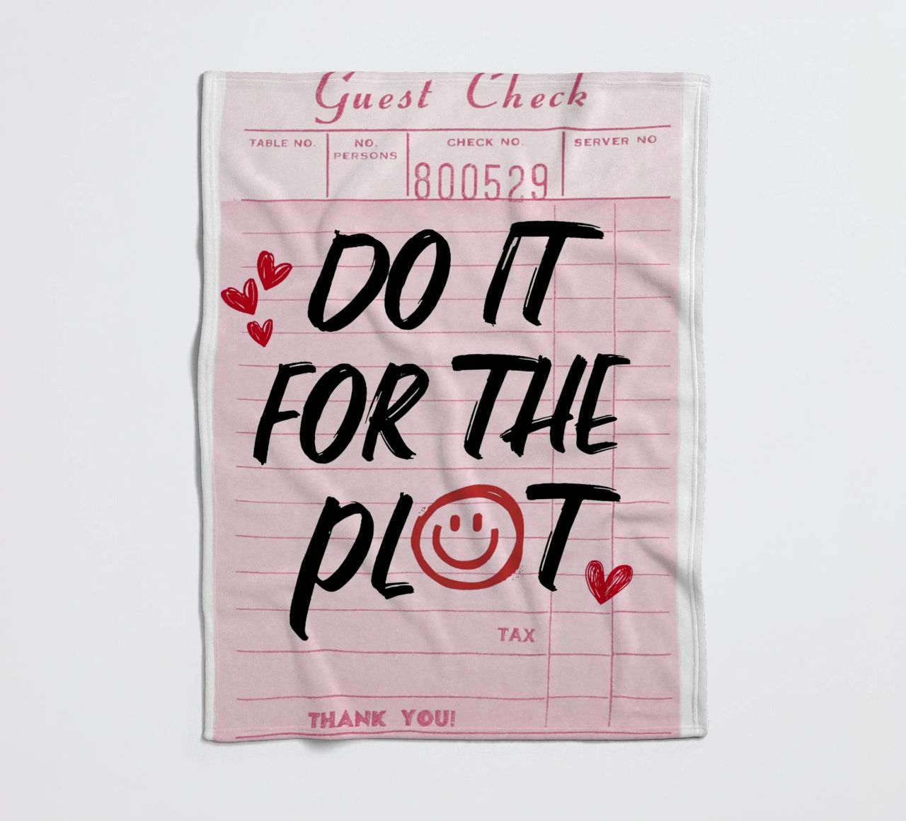 "Do It For The Plot" Retro Guest Check Art - Witty & Bold fleece blanket by ClubArt