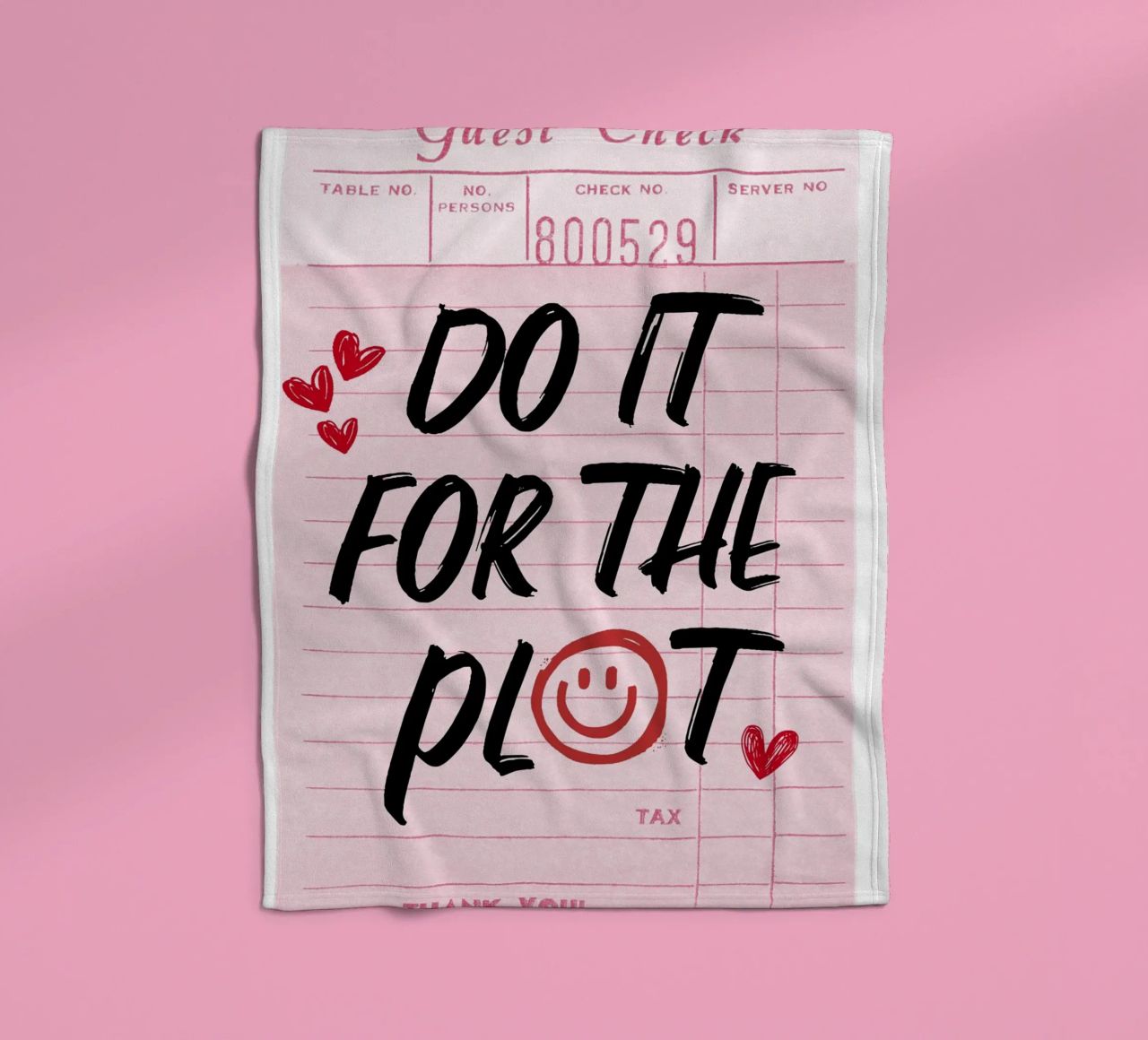 "Do It For The Plot" Retro Guest Check Art - Witty & Bold fleece blanket by ClubArt