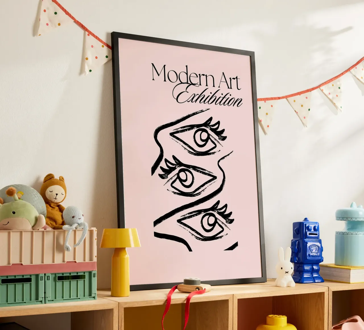 Stampa "Mostra d'arte moderna" Occhi astratti - Rosa e grassetto poster da ClubArt