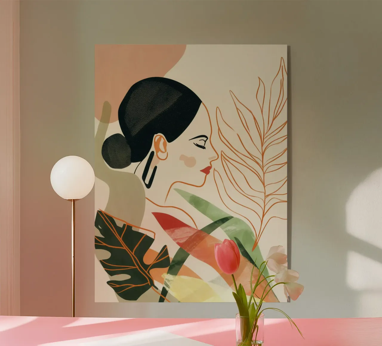 Gevoelig portret van een vrouw | Botanisch ontwerp acryl van Autofocus