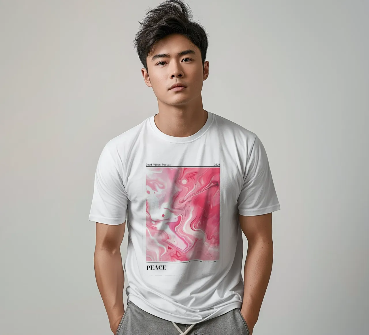 Arte astratta in marmo rosa "Peace" - Poster Good Vibes t-shirt da ClubArt