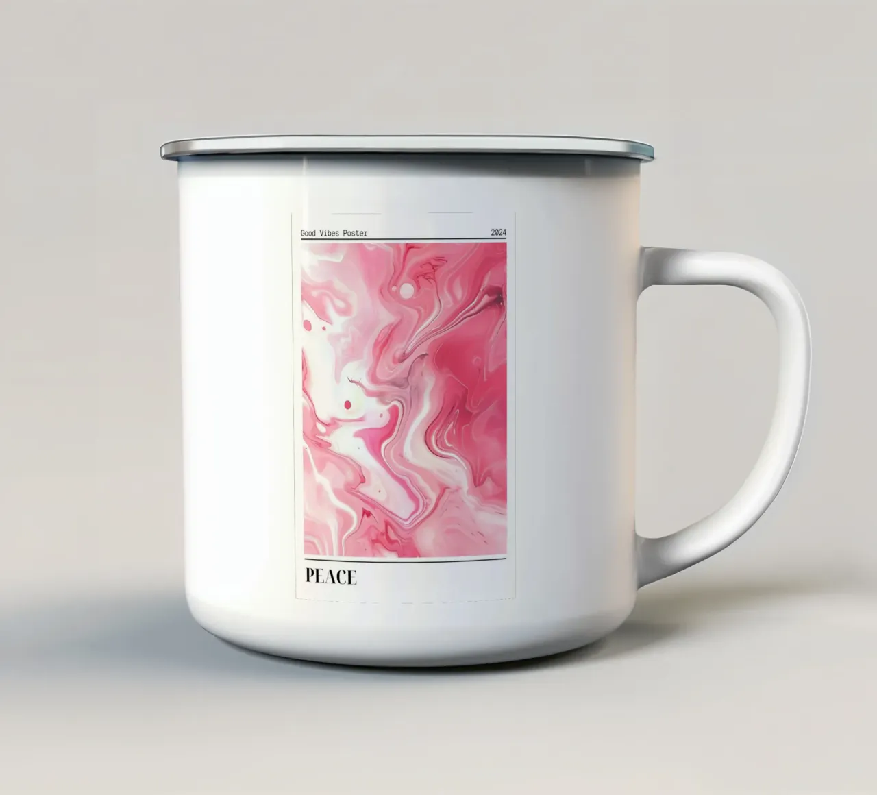 Arte astratta in marmo rosa "Peace" - Poster Good Vibes tazza in smalto da ClubArt