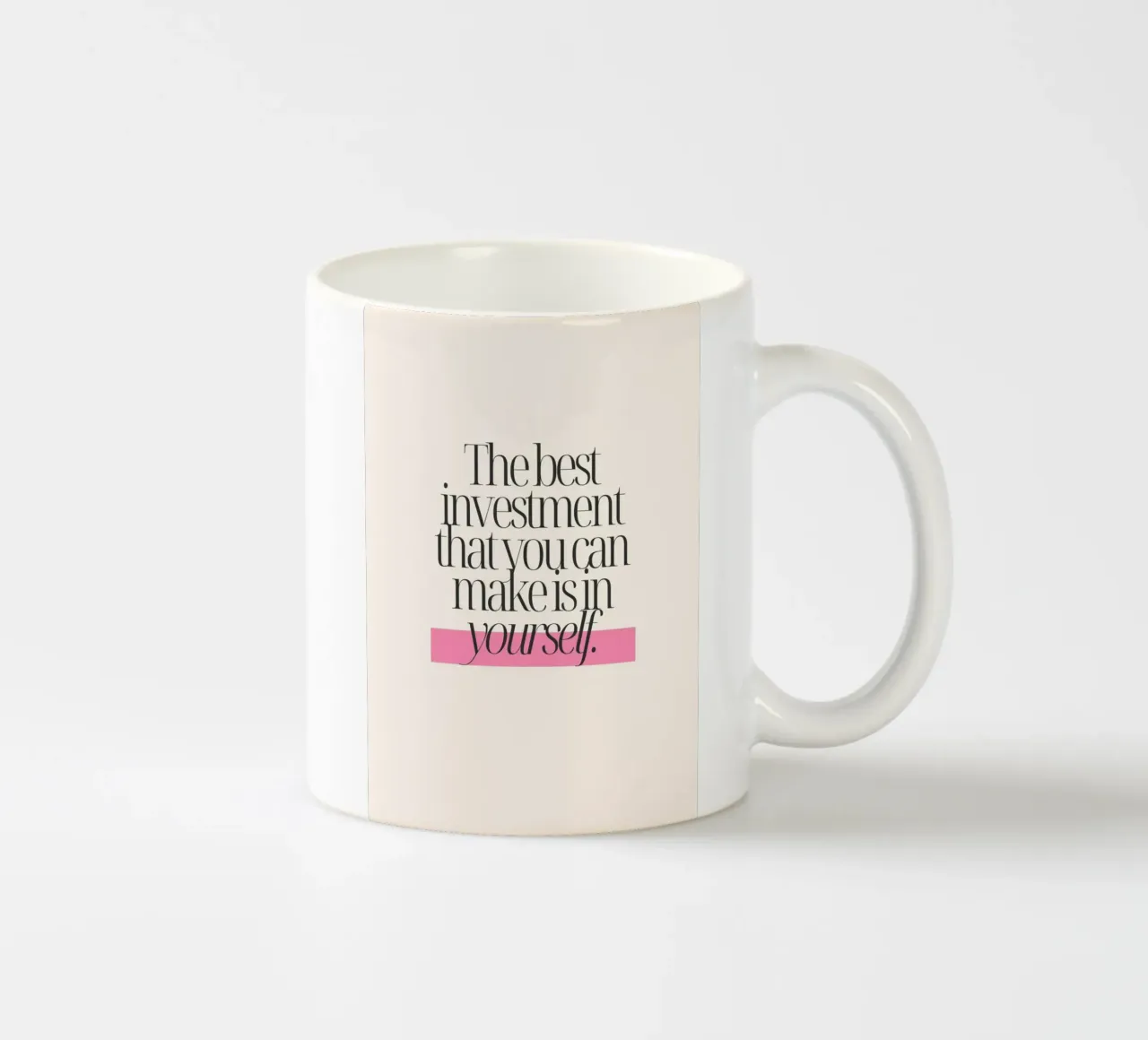 "Invest In Yourself" Minimalist Quote Art - Empowering ceramic mug by ClubArt