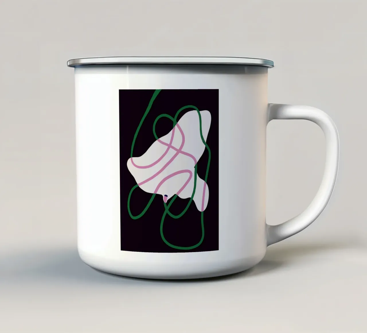 Tessuto bianco e corde verdi 02 tazza in smalto da Little Dean