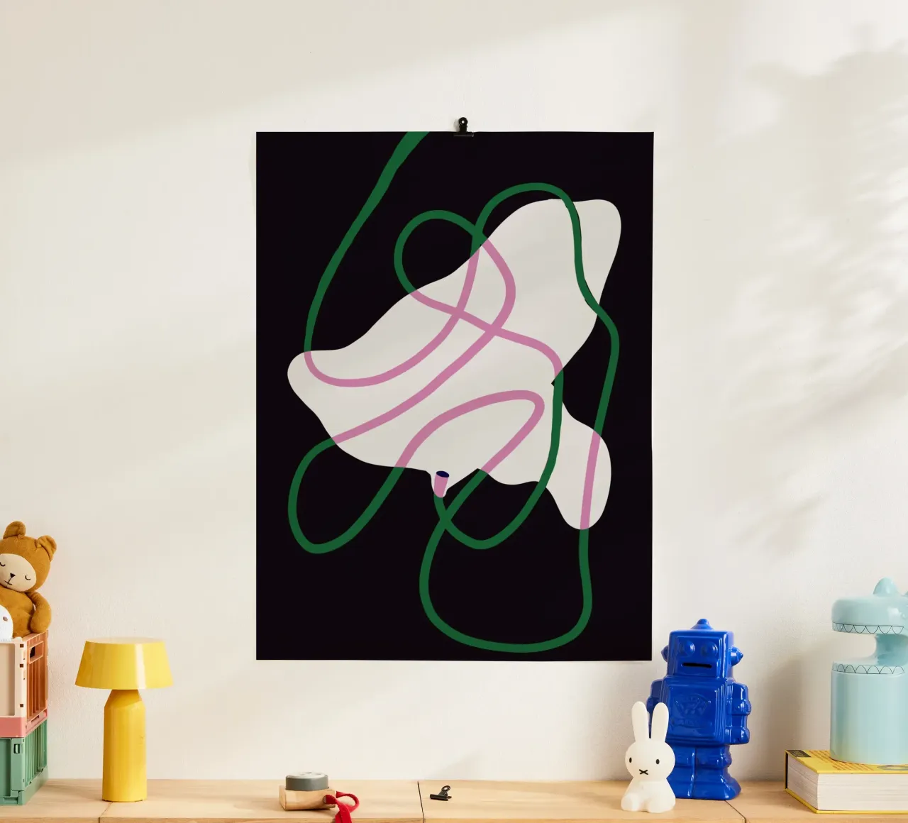 White fabric and green strings 02 hahnemühle by Little Dean