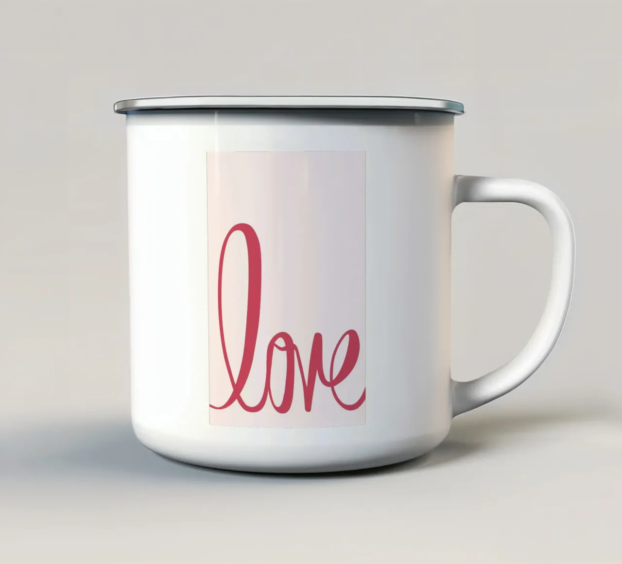 "Love" Elegant Script Art Print - Minimalist & Romantic enamel mug by ClubArt