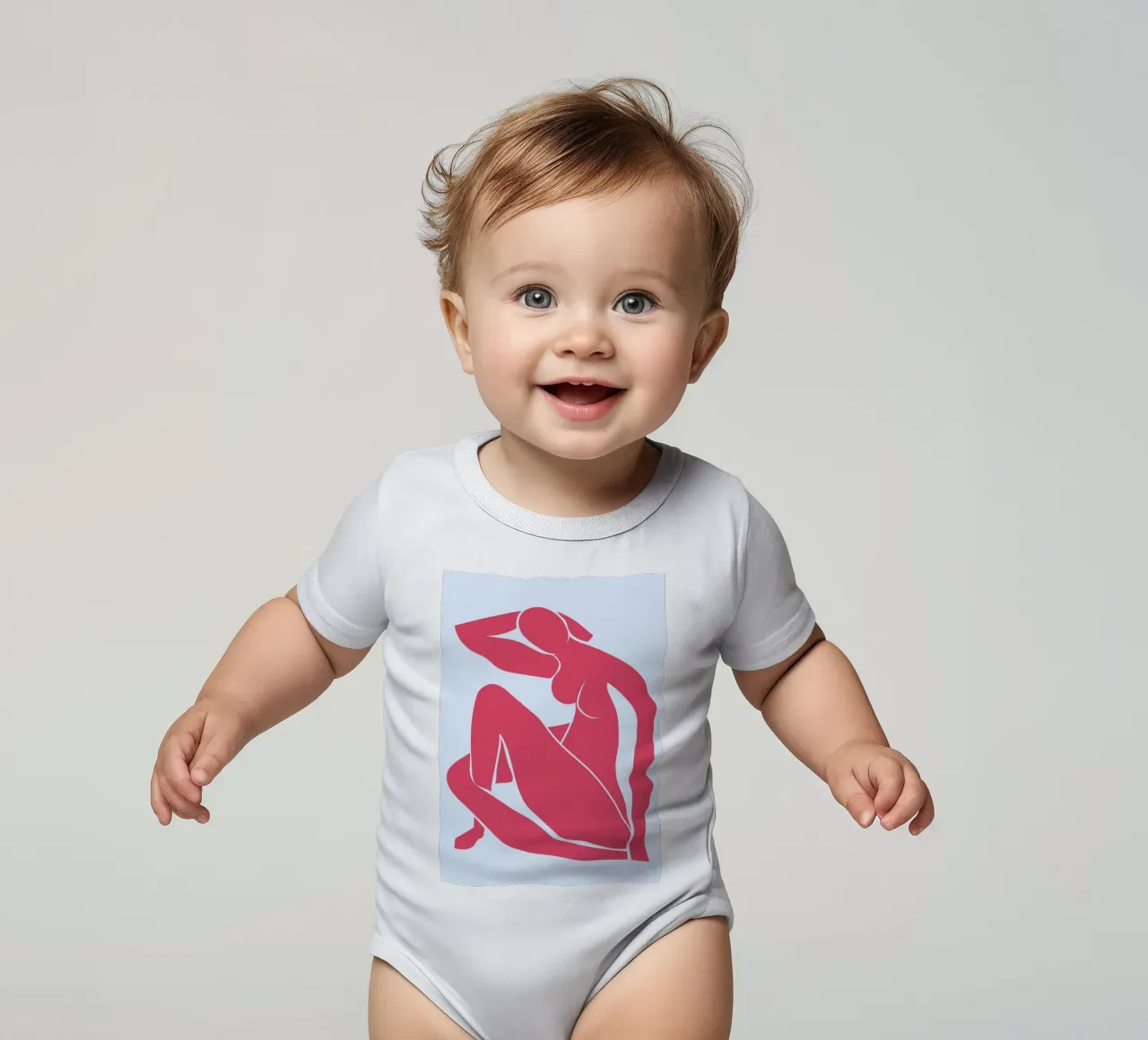 "Matisse Nude" Abstract Figure Print - Mid-Century Modern short-sleeve baby romper by ClubArt
