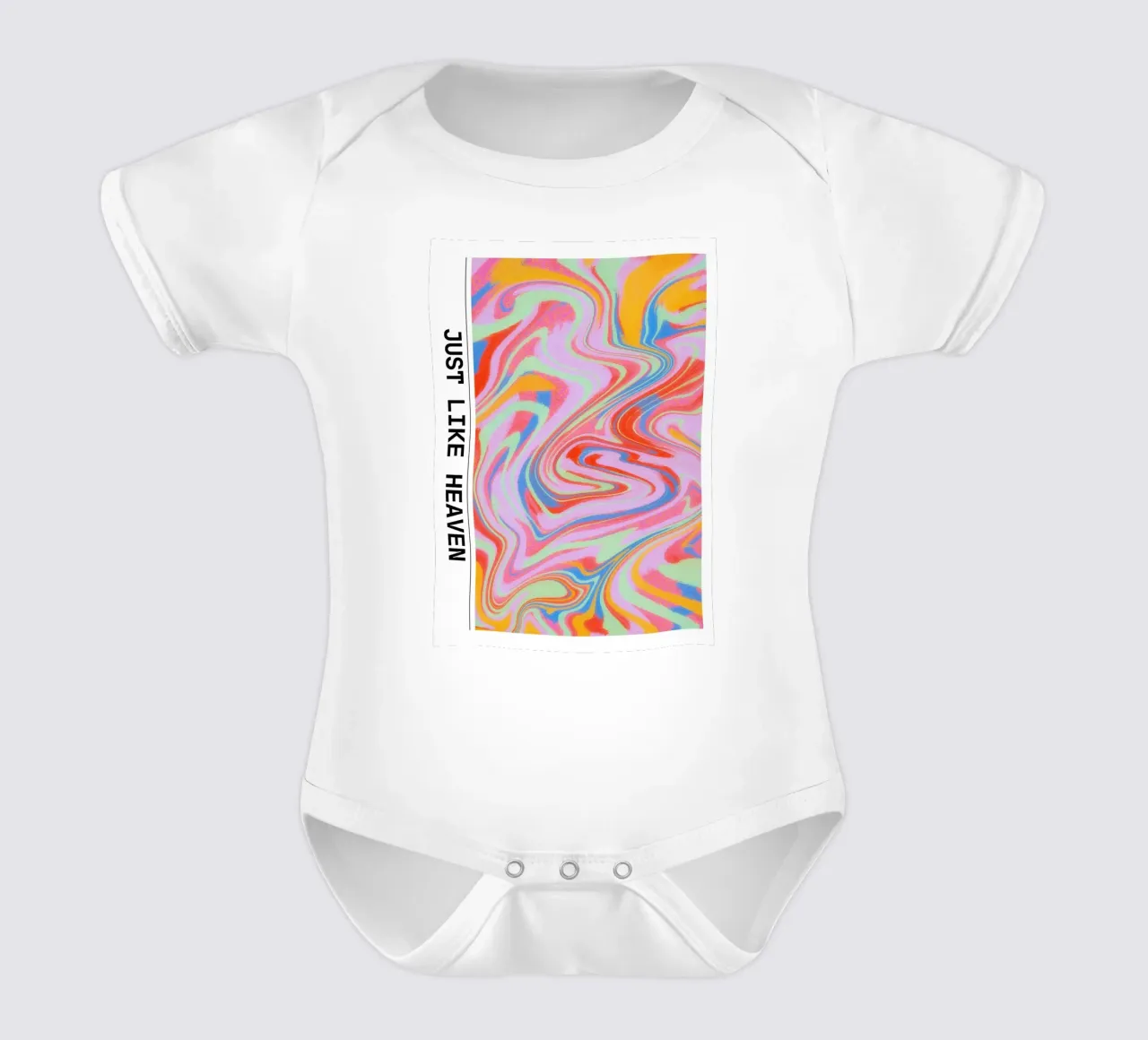 "Just Like Heaven" Swirl Abstract Art - Psychedelic & Bold short-sleeve baby romper by ClubArt