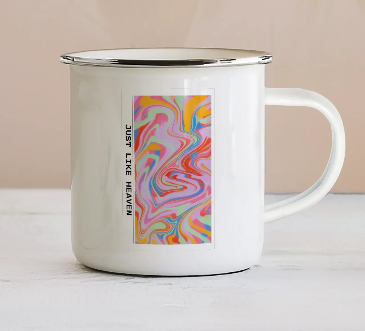 Arte astratta a vortice "Just Like Heaven" - Psichedelico e audace tazza in smalto da ClubArt