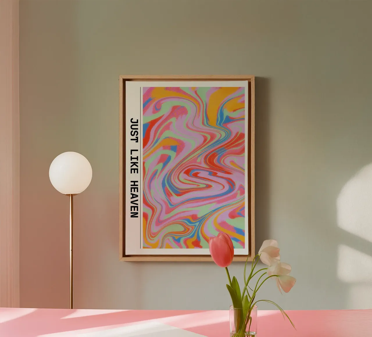 "Just Like Heaven" Swirl Abstract Art - Psychedelic & Bold canvas with Floater frame by ClubArt