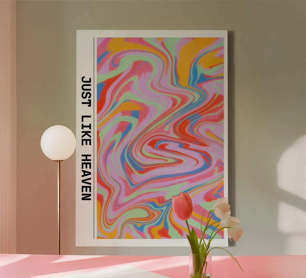 "Just Like Heaven" Swirl Abstract Art - Psychedelic & Bold canvas with Floater frame by ClubArt