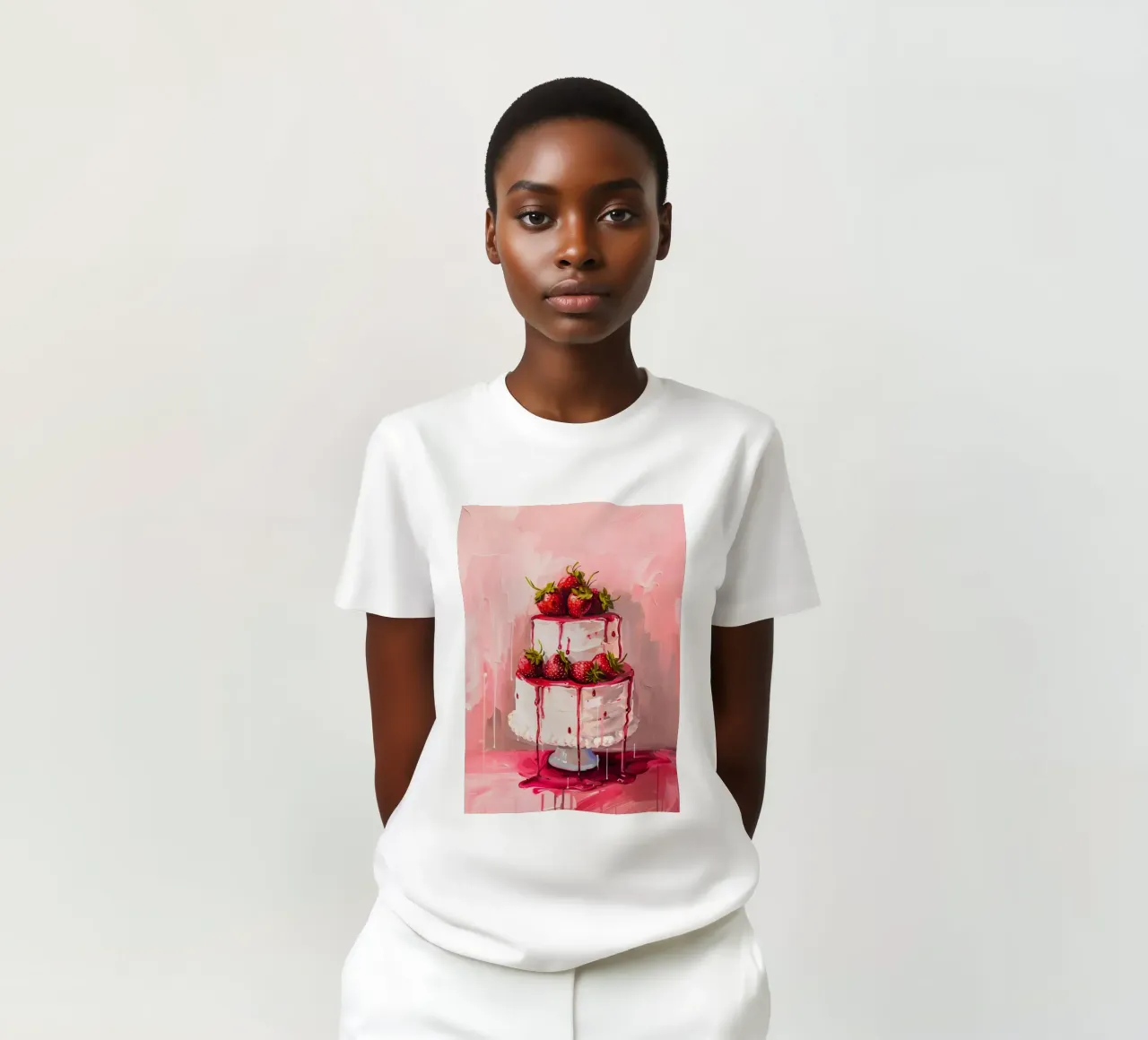 "Strawberry Drip Cake" Pop Art Print - Sweet & Lush t-shirt by ClubArt