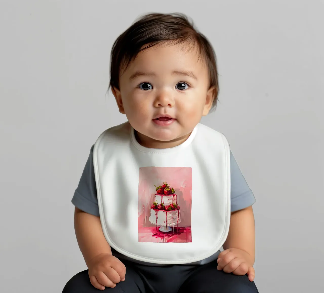 "Strawberry Drip Cake" Pop Art Print - Sweet & Lush baby bib by ClubArt