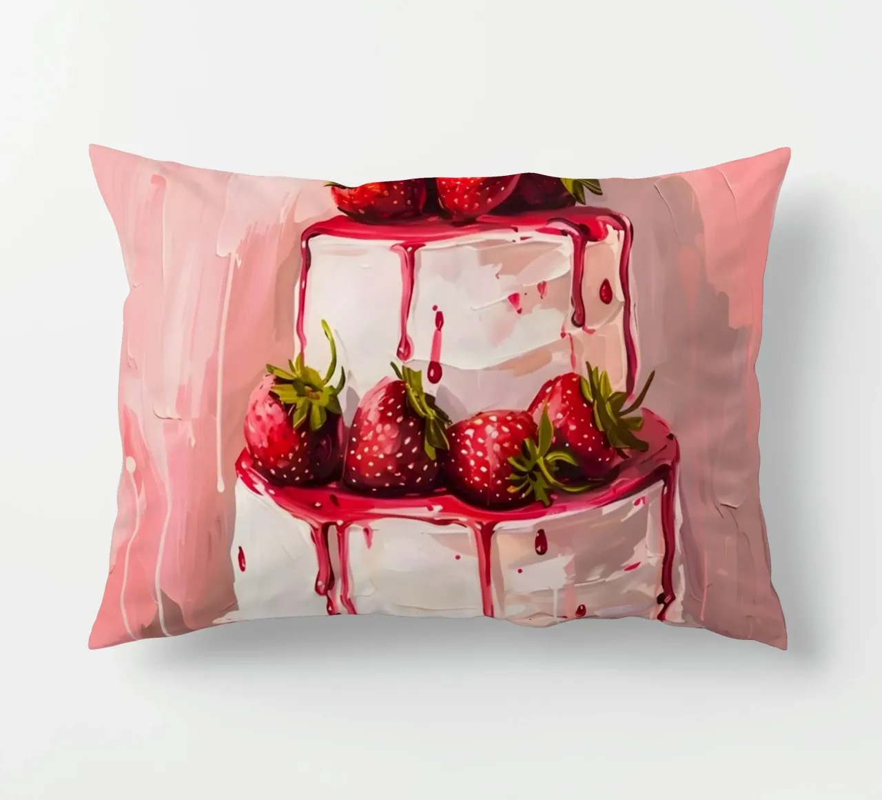 "Strawberry Drip Cake" Pop Art Print - Sweet & Lush decorative cushion by ClubArt
