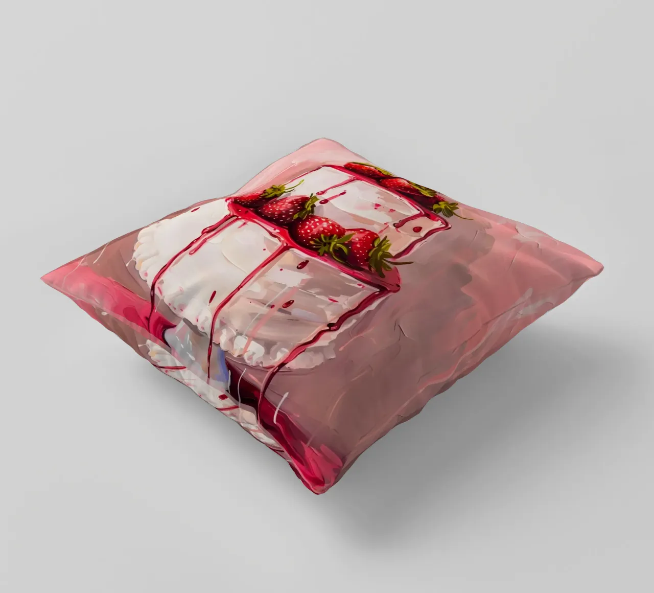 "Strawberry Drip Cake" Pop Art Print - Sweet & Lush decorative cushion by ClubArt